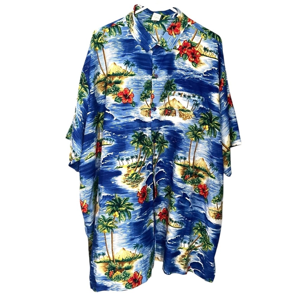 Rima Men's Short Sleeve Button‎ Up Hawaiian Tropical Caribbean Shirt 3XL
